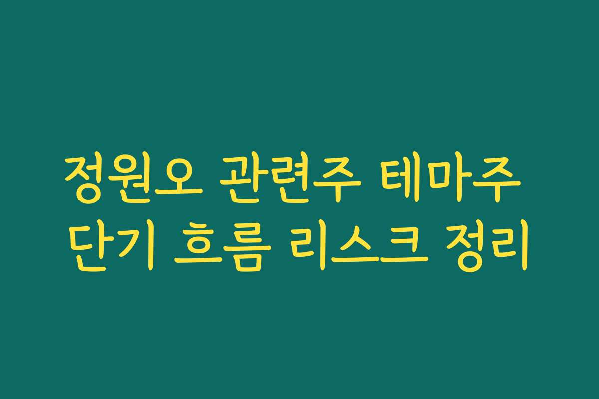 정원오 관련주 테마주 단기 흐름 리스크 정리