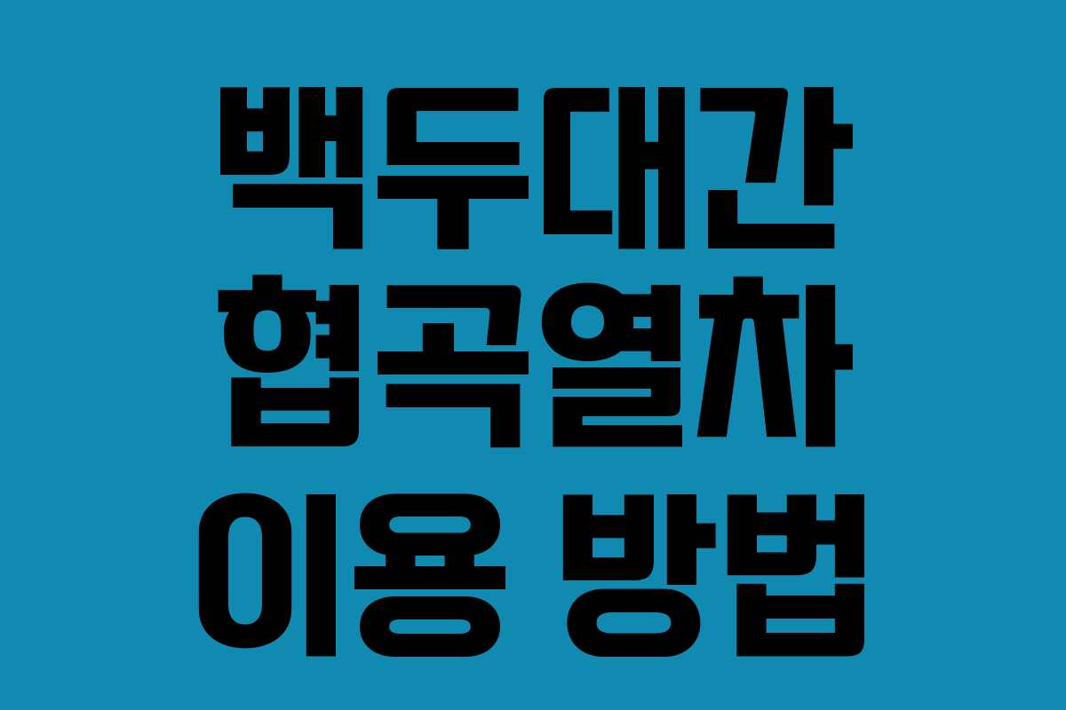 백두대간 협곡열차 이용 방법