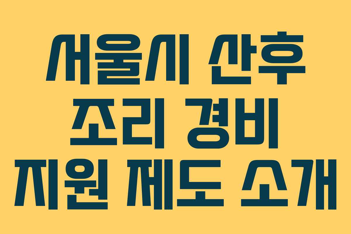 서울시 산후 조리 경비 지원 제도 소개 서울시 산후 조리 경비 지원 제도 소개