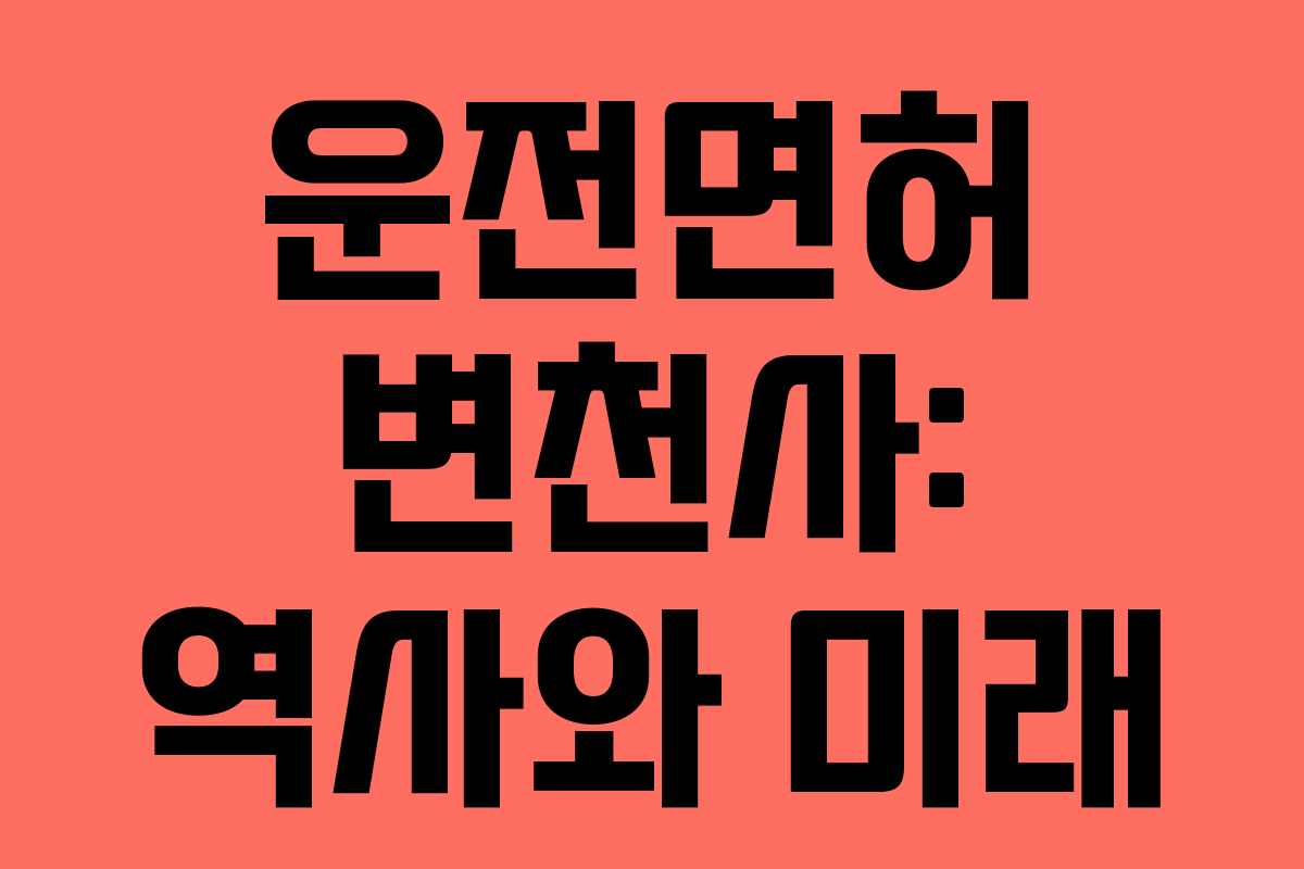 운전면허 변천사: 역사와 미래 운전면허 변천사: 역사와 미래