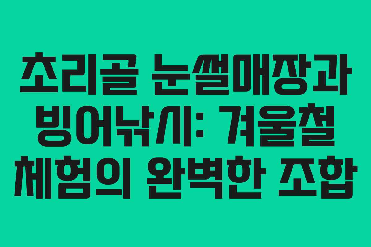 초리골 눈썰매장과 빙어낚시: 겨울철 체험의 완벽한 조합