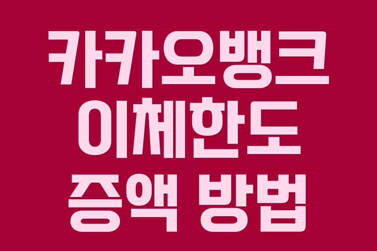 카카오뱅크 이체한도 증액 방법