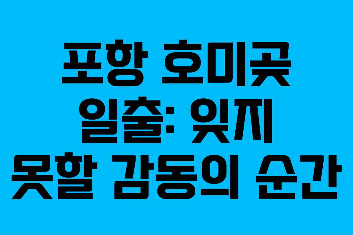 포항 호미곶 일출: 잊지 못할 감동의 순간
