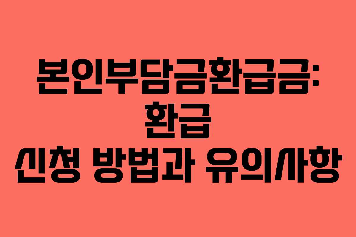 본인부담금환급금: 환급 신청 방법과 유의사항
