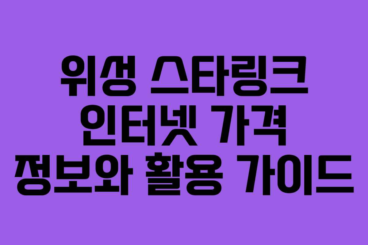 위성 스타링크 인터넷 가격 정보와 활용 가이드