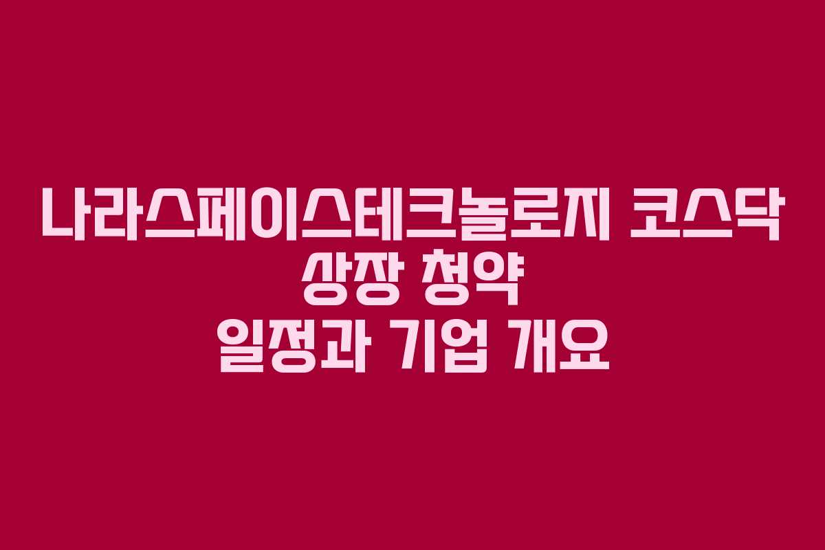 나라스페이스테크놀로지 코스닥 상장 청약 일정과 기업 개요