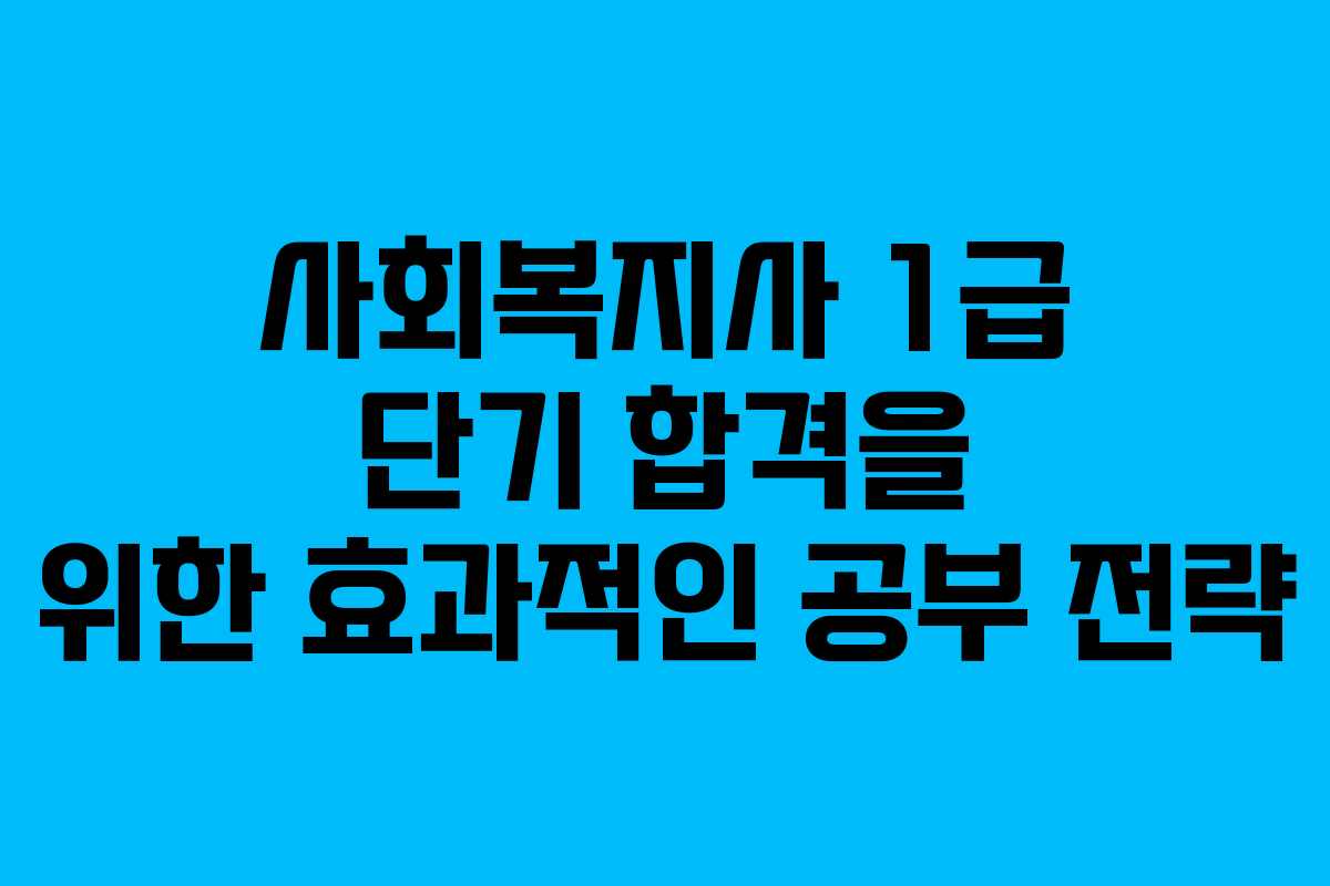 사회복지사 1급 단기 합격을 위한 효과적인 공부 전략