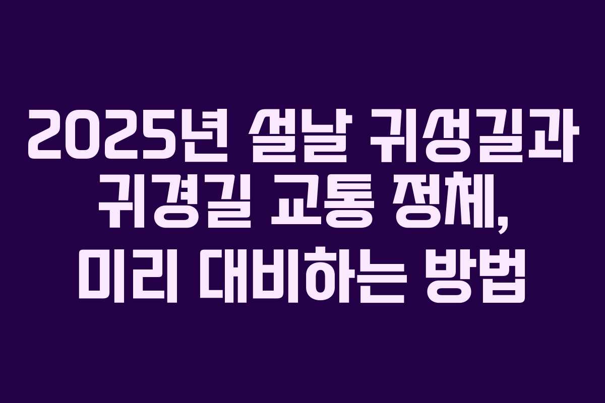 2025년 설날 귀성길과 귀경길 교통 정체, 미리 대비하는 방법