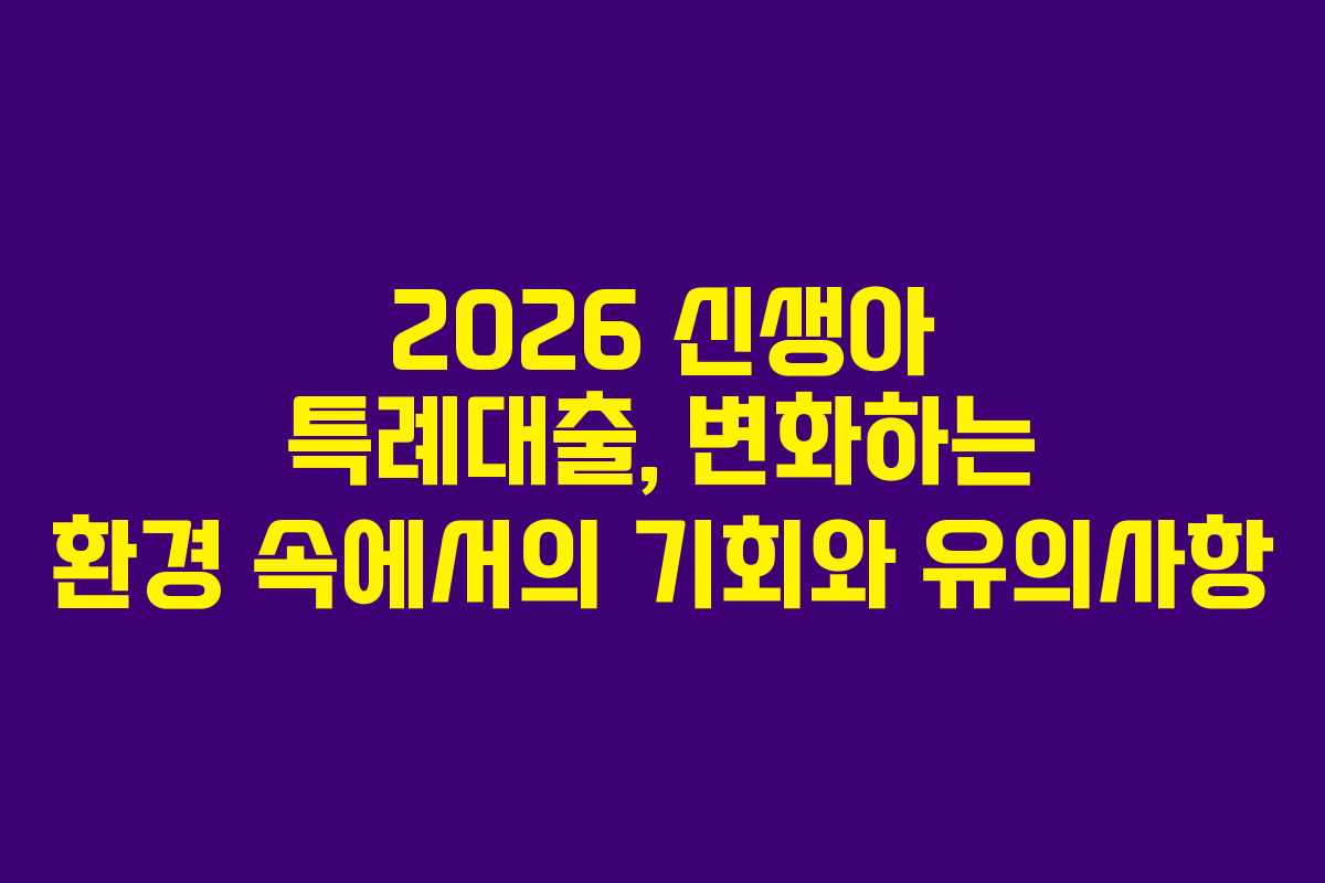 2026 신생아 특례대출, 변화하는 환경 속에서의 기회와 유의사항