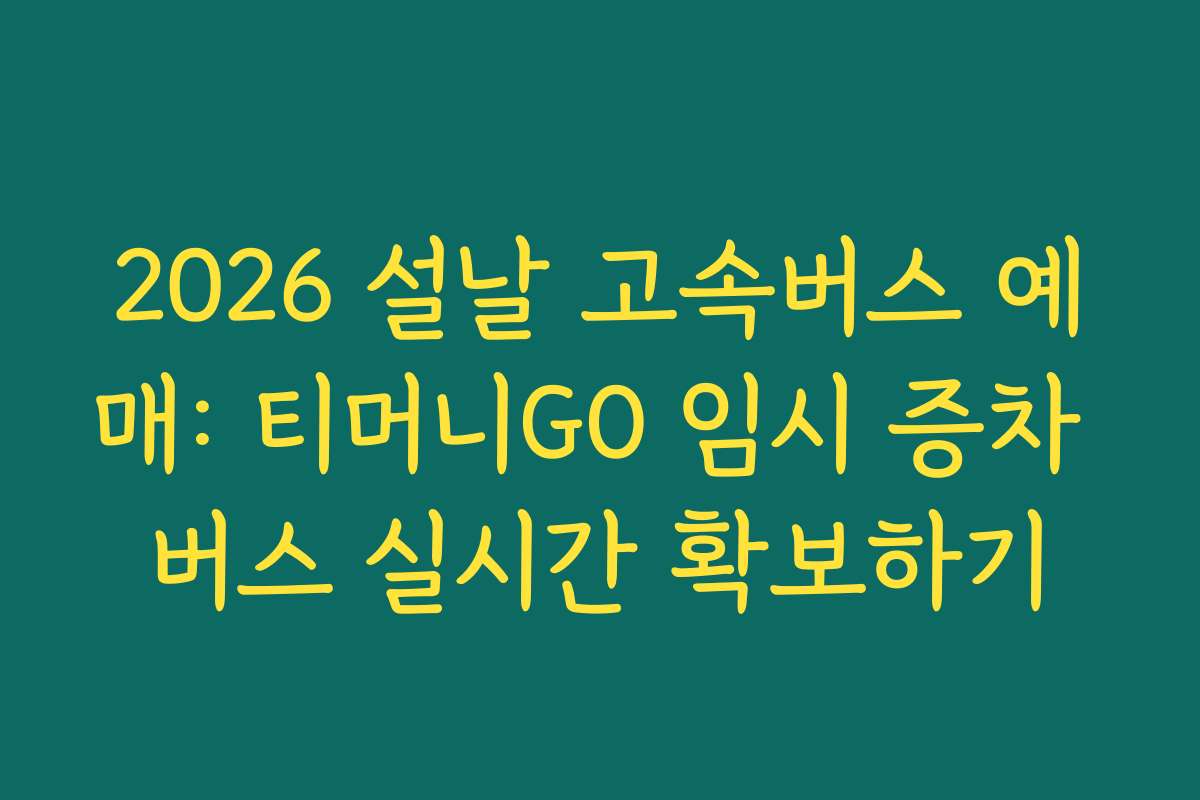 2026 설날 고속버스 예매: 티머니GO 임시 증차 버스 실시간 확보하기