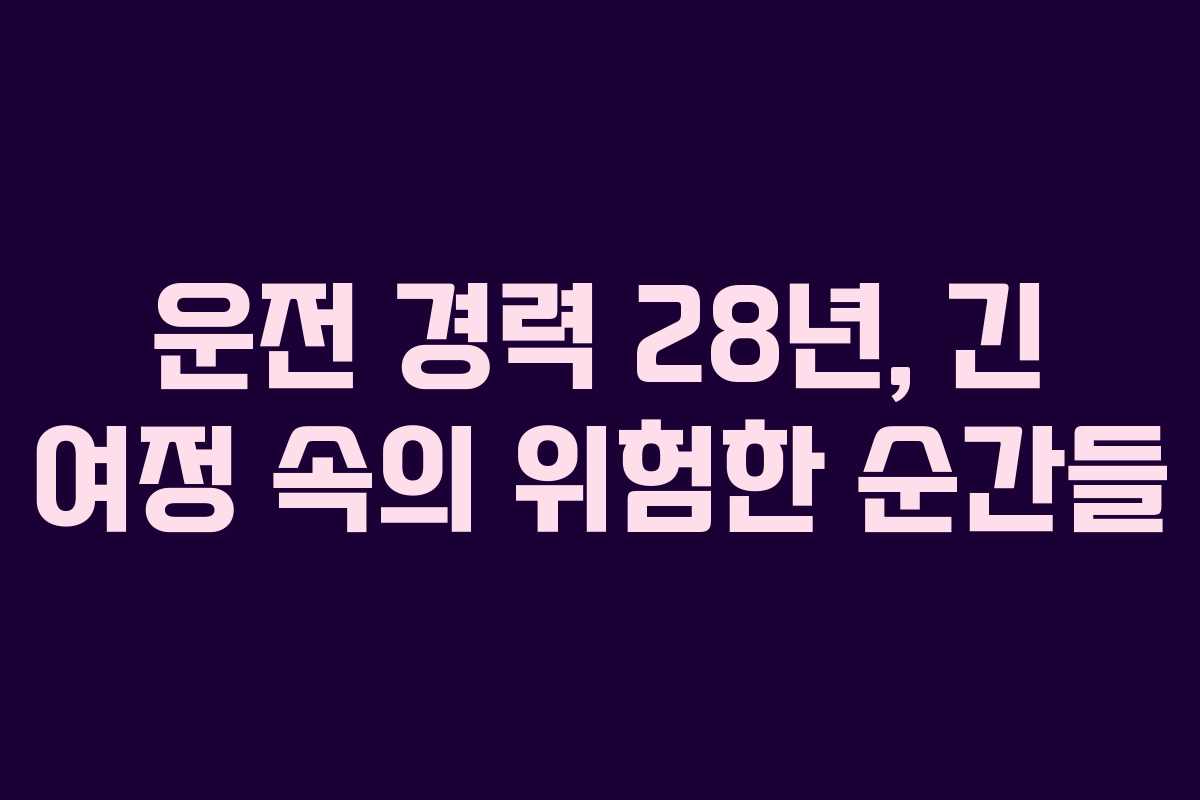 운전 경력 28년, 긴 여정 속의 위험한 순간들