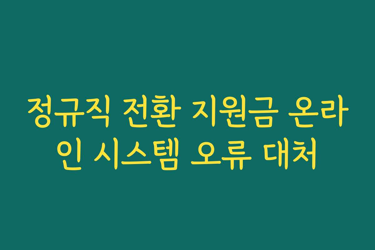 정규직 전환 지원금 온라인 시스템 오류 대처 정규직 전환 지원금 온라인 시스템 오류 대처