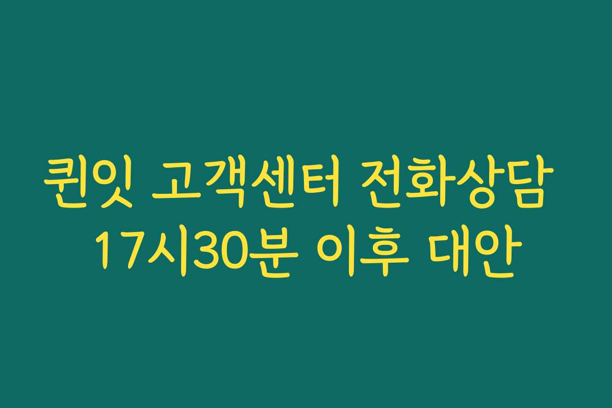 퀸잇 고객센터 전화상담 17시30분 이후 대안 퀸잇 고객센터 전화상담 17시30분 이후 대안