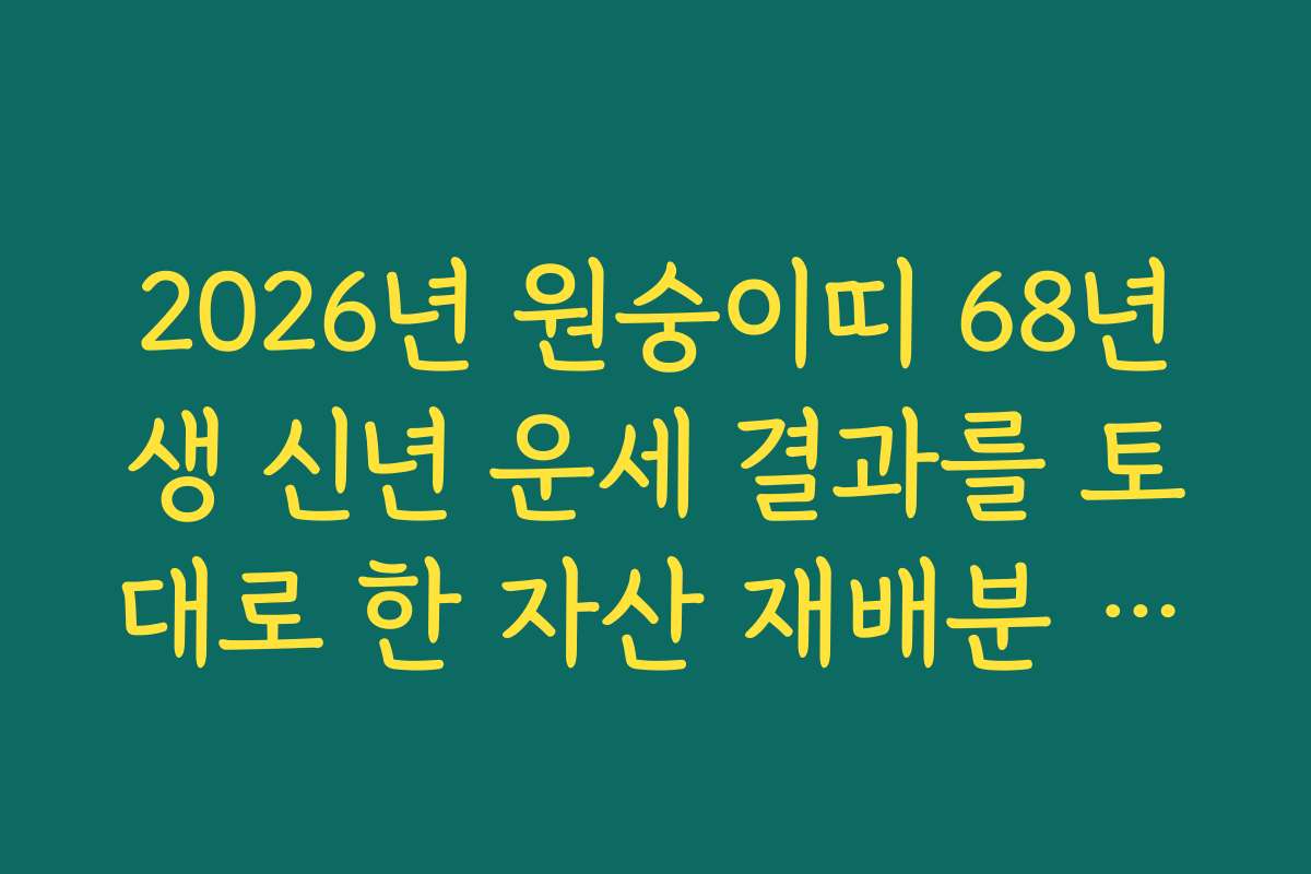 2026년 원숭이띠 68년생 신년 운세 결과를 토대로 한 자산 재배분 전략