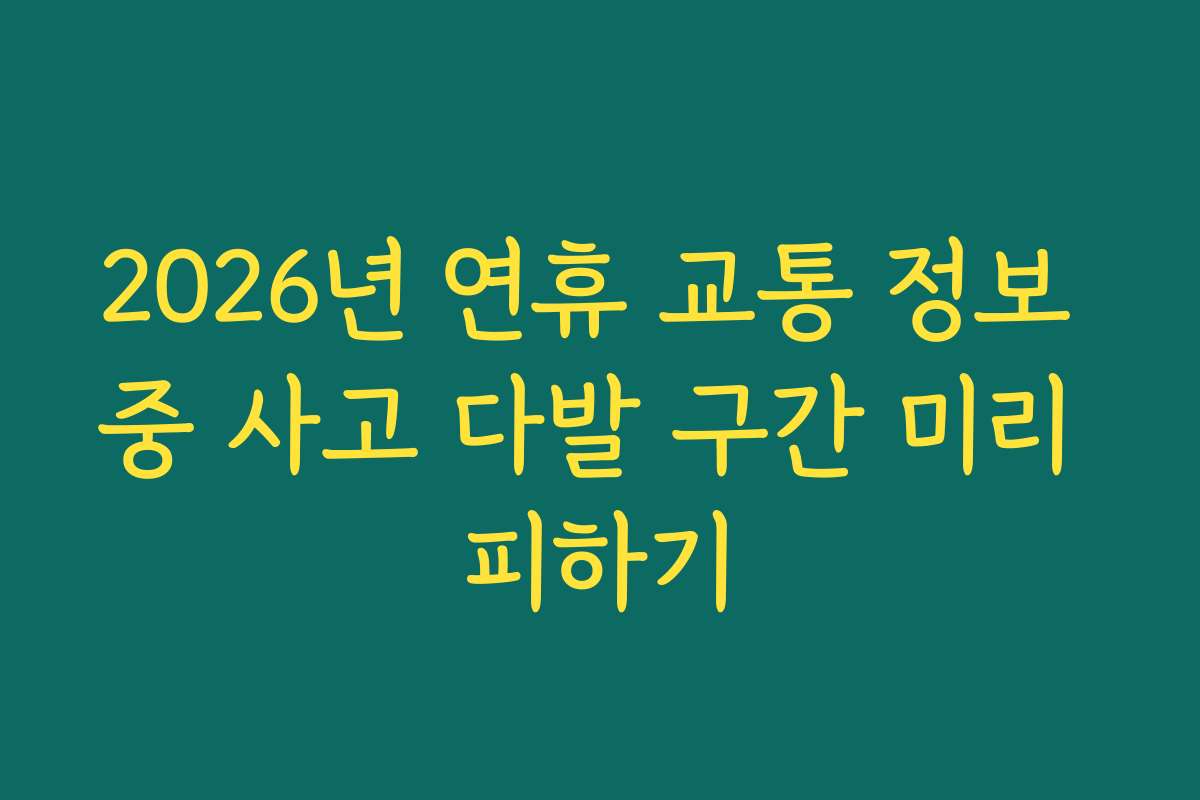 2026년 연휴 교통 정보 중 사고 다발 구간 미리 피하기