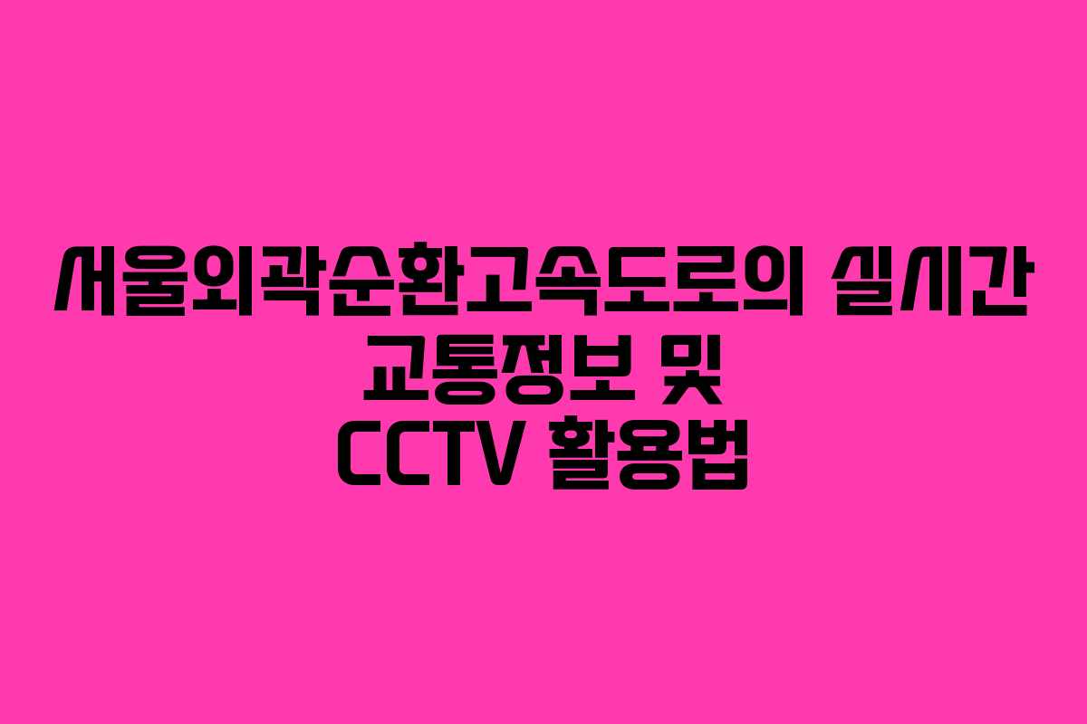 서울외곽순환고속도로의 실시간 교통정보 및 CCTV 활용법