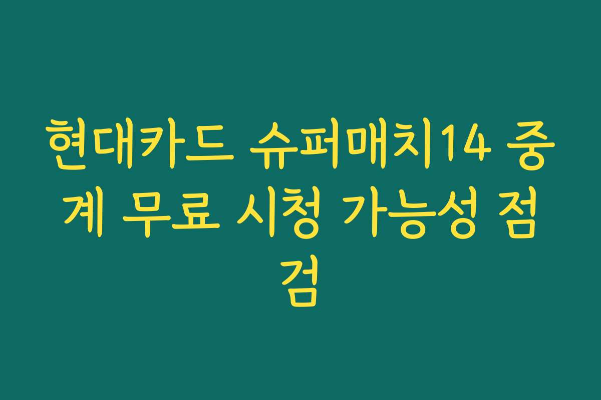 현대카드 슈퍼매치14 중계 무료 시청 가능성 점검 현대카드 슈퍼매치14 중계 무료 시청 가능성 점검