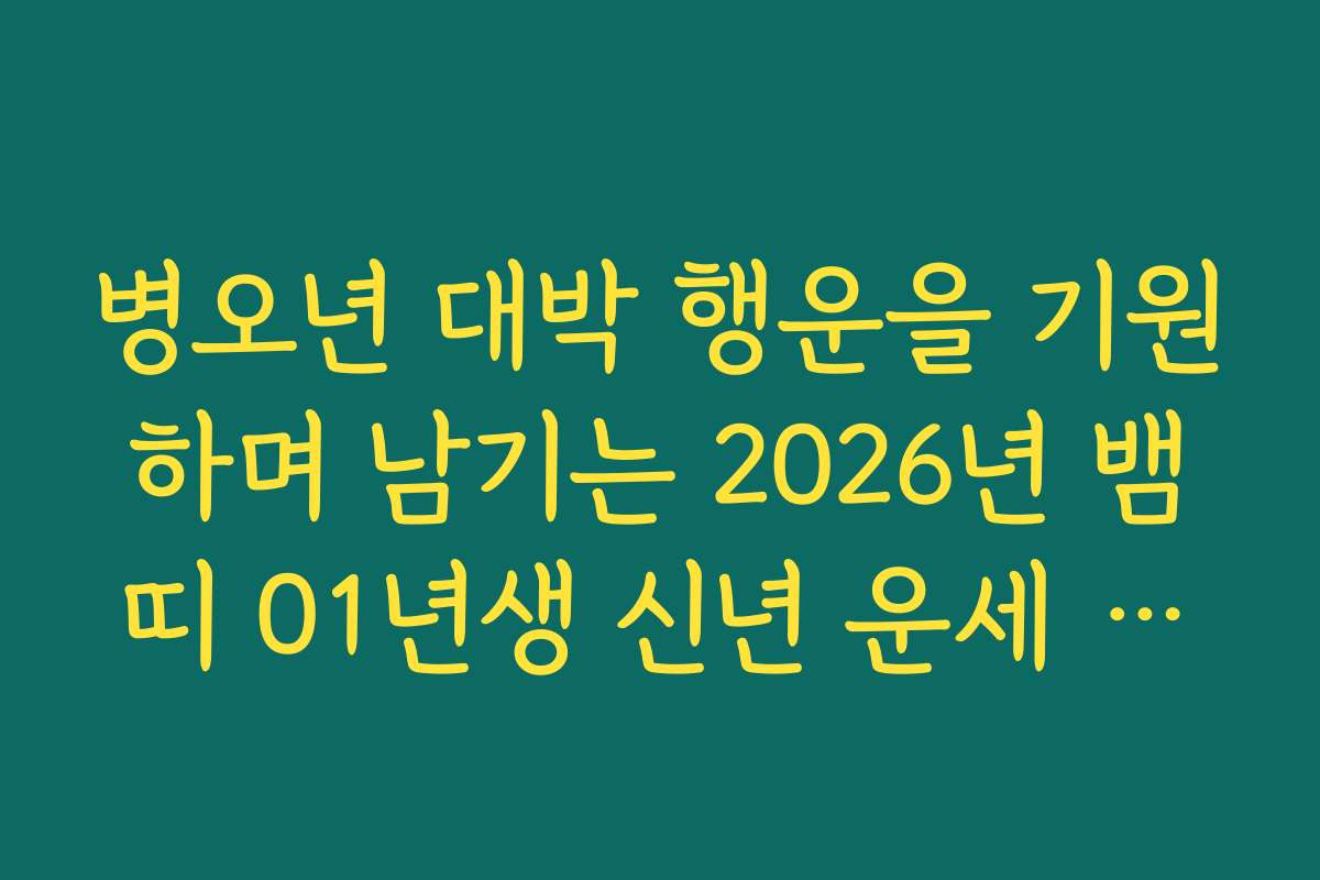 병오년 대박 행운을 기원하며 남기는 2026년 뱀띠 01년생 신년 운세 응원 병오년 대박 행운을 기원하며 남기는 2026년 뱀띠 01년생 신년 운세 응원