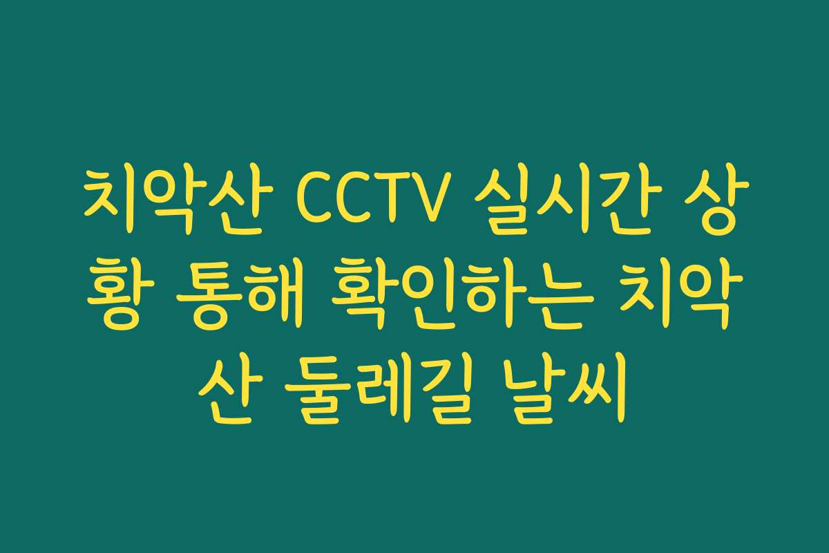 치악산 CCTV 실시간 상황 통해 확인하는 치악산 둘레길 날씨