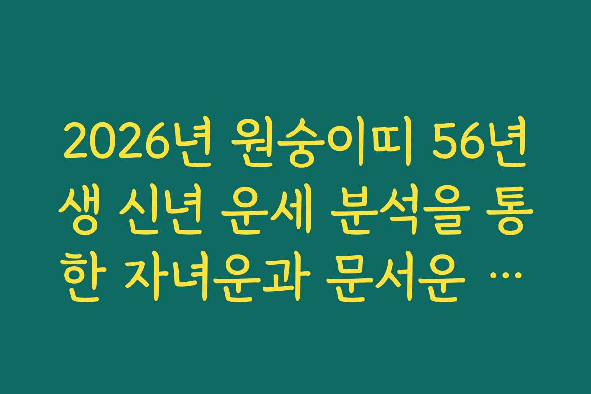 2026년 원숭이띠 56년생 신년 운세 분석을 통한 자녀운과 문서운 확인 2026년 원숭이띠 56년생 신년 운세 분석을 통한 자녀운과 문서운 확인