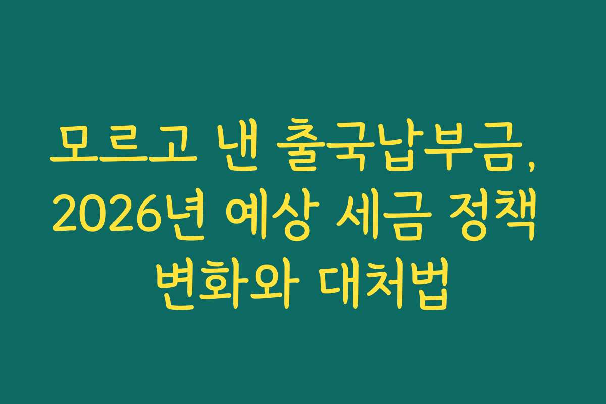 모르고 낸 출국납부금, 2026년 예상 세금 정책 변화와 대처법 모르고 낸 출국납부금, 2026년 예상 세금 정책 변화와 대처법