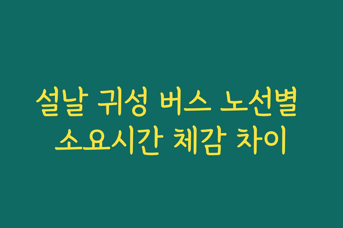 설날 귀성 버스 노선별 소요시간 체감 차이 설날 귀성 버스 노선별 소요시간 체감 차이