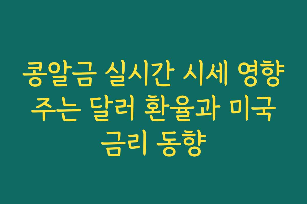 콩알금 실시간 시세 영향 주는 달러 환율과 미국 금리 동향