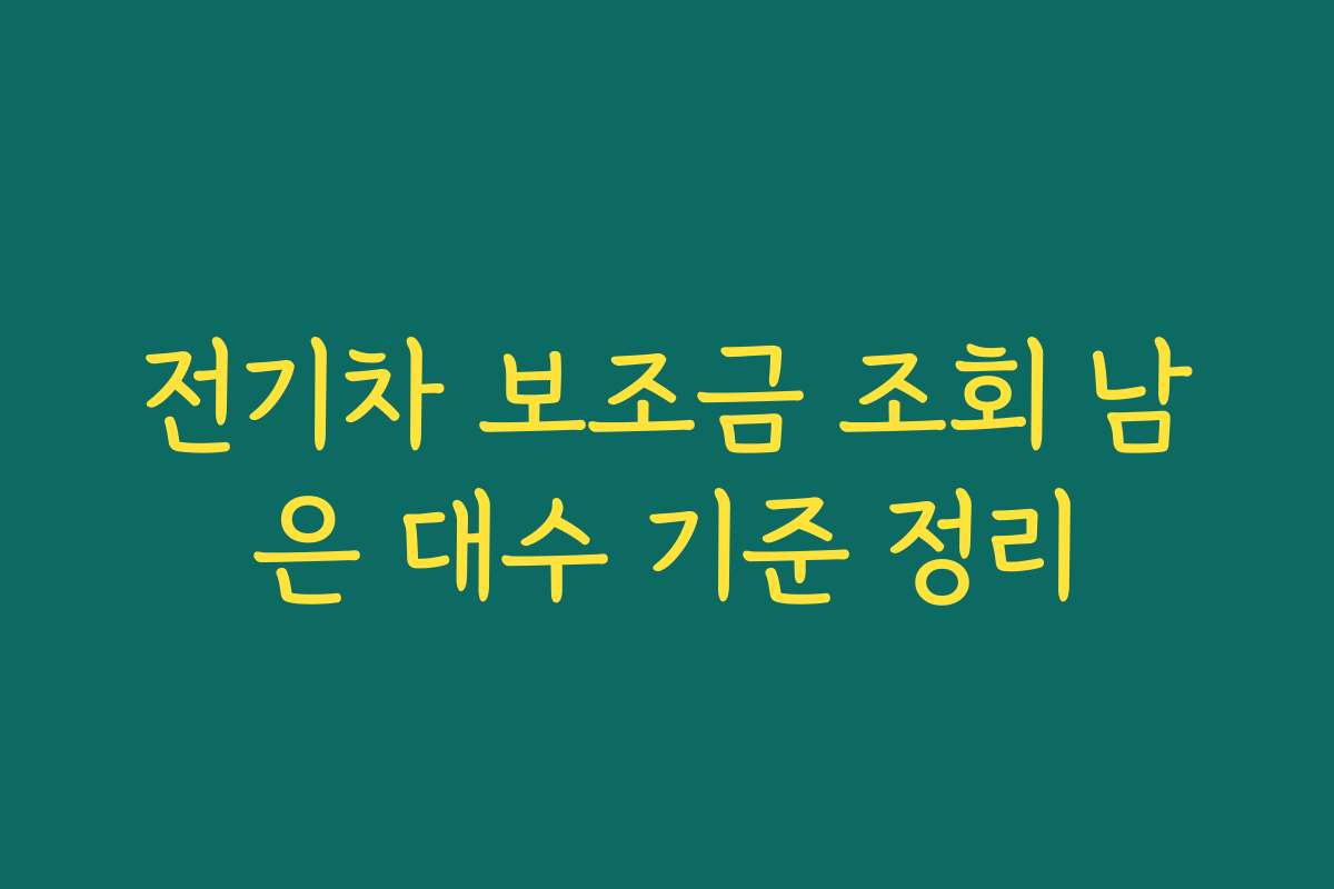 전기차 보조금 조회 남은 대수 기준 정리