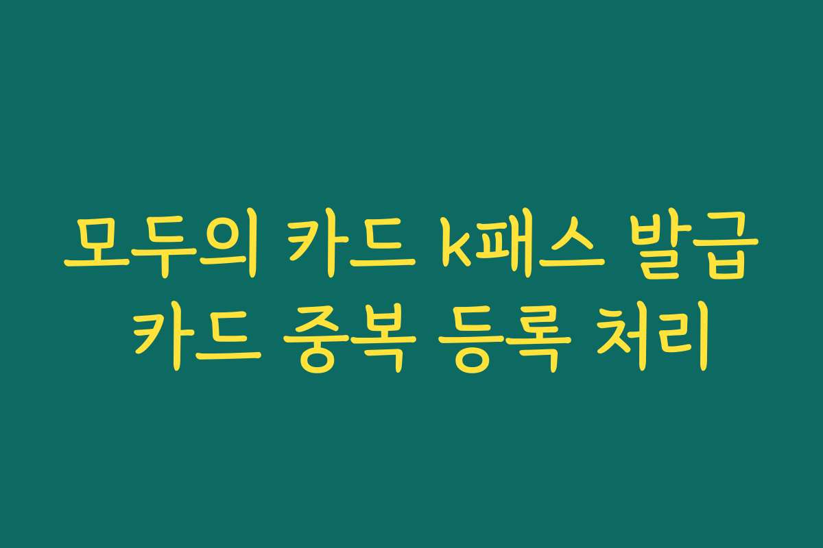 모두의 카드 k패스 발급 카드 중복 등록 처리