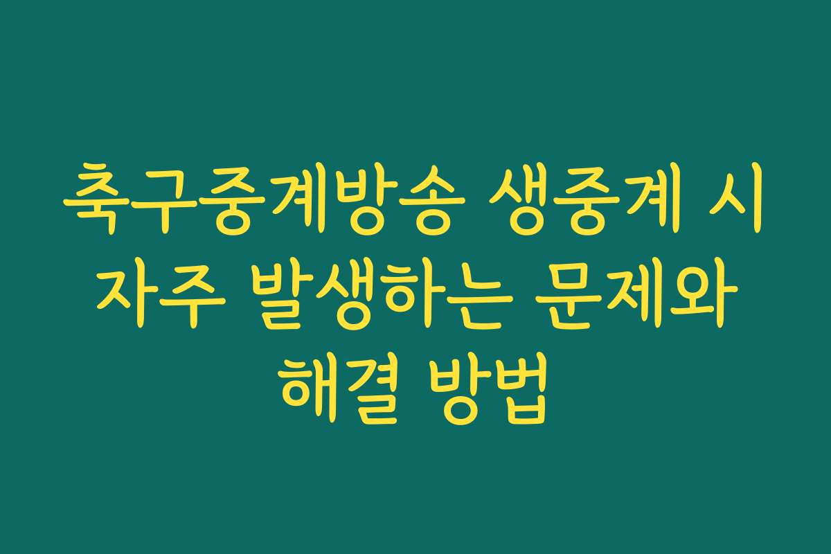 축구중계방송 생중계 시 자주 발생하는 문제와 해결 방법