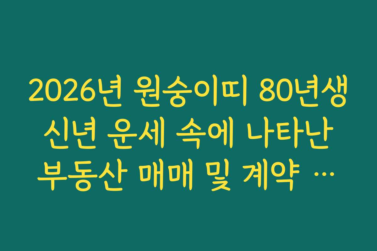 2026년 원숭이띠 80년생 신년 운세 속에 나타난 부동산 매매 및 계약 행운
