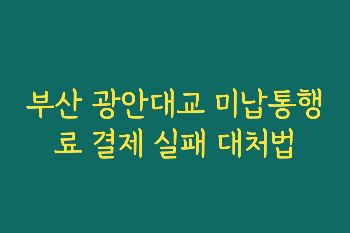 부산 광안대교 미납통행료 결제 실패 대처법 부산 광안대교 미납통행료 결제 실패 대처법