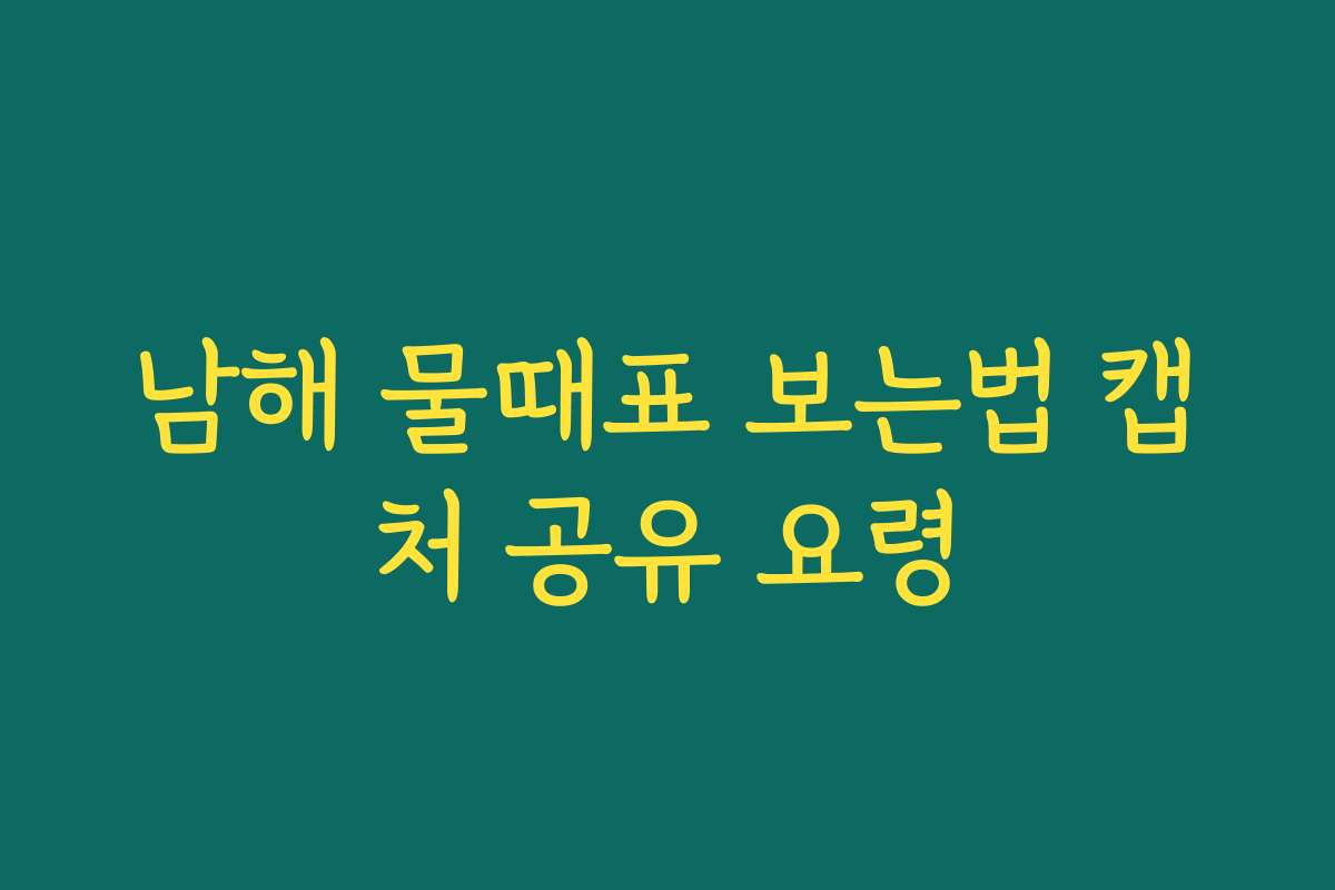 남해 물때표 보는법 캡처 공유 요령