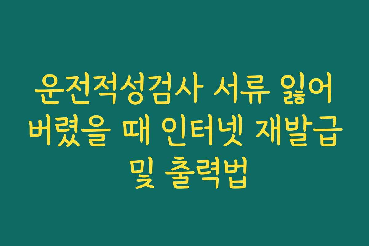 운전적성검사 서류 잃어버렸을 때 인터넷 재발급 및 출력법