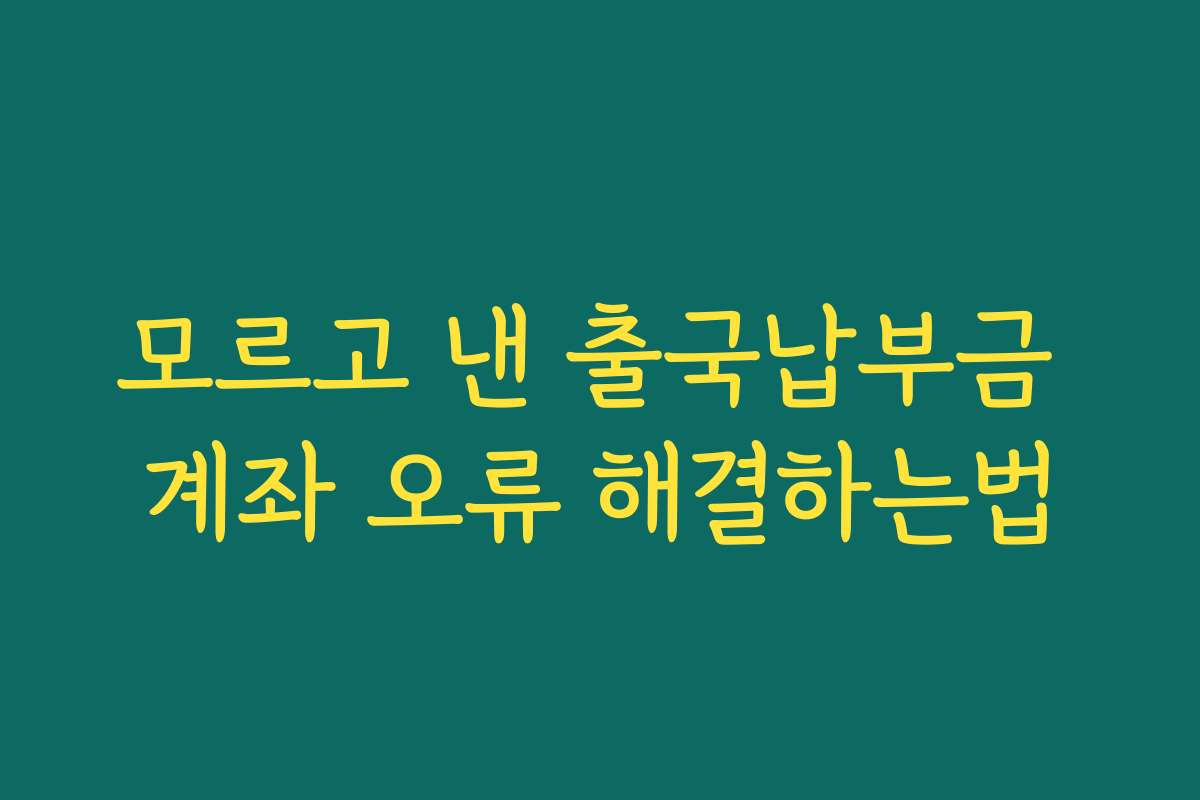 모르고 낸 출국납부금 계좌 오류 해결하는법