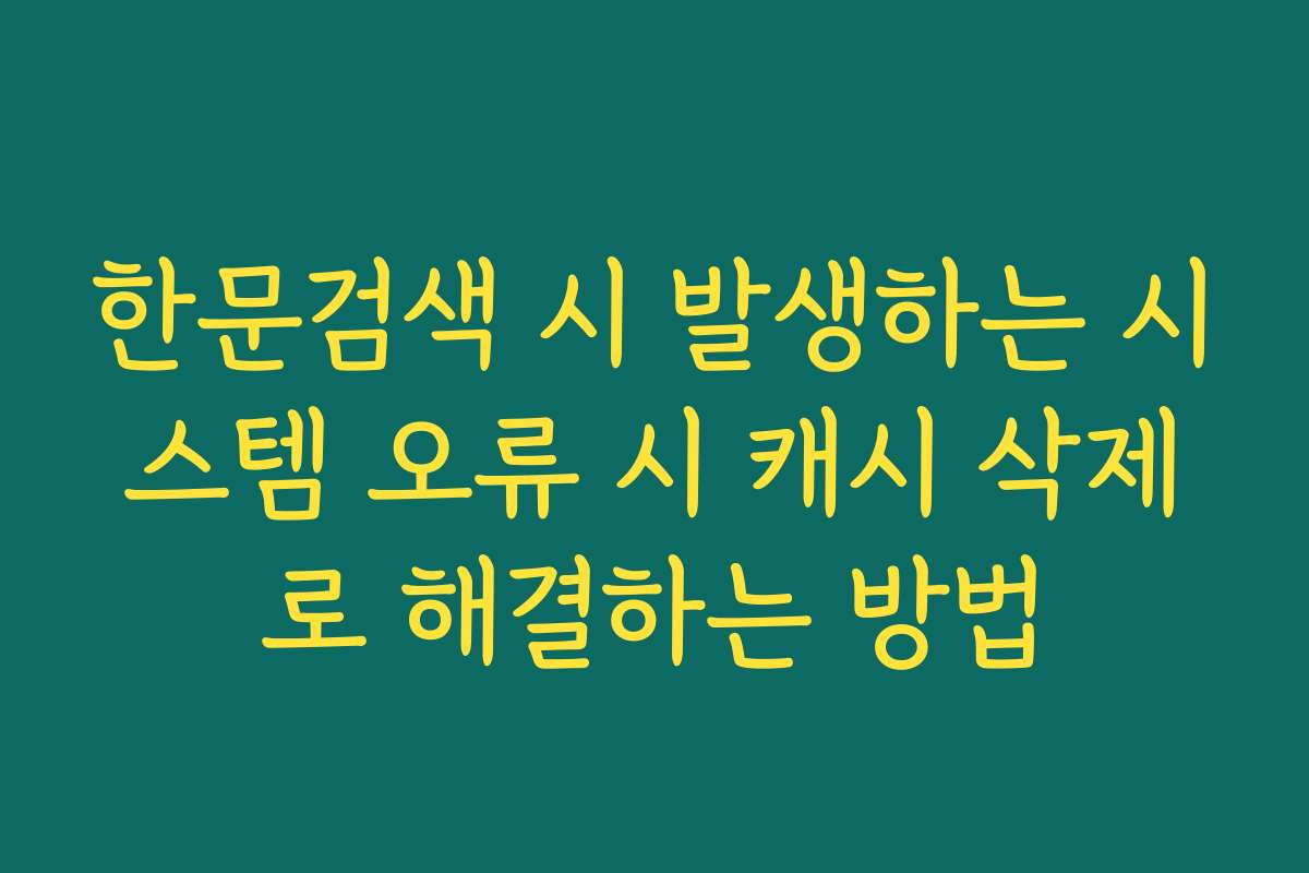 한문검색 시 발생하는 시스템 오류 시 캐시 삭제로 해결하는 방법