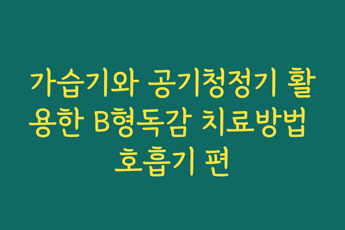 가습기와 공기청정기 활용한 B형독감 치료방법 호흡기 편