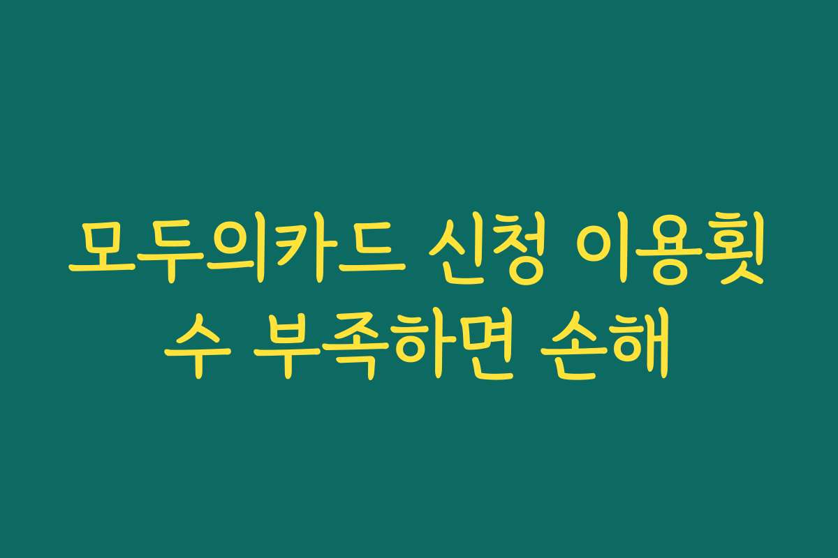모두의카드 신청 이용횟수 부족하면 손해 모두의카드 신청 이용횟수 부족하면 손해