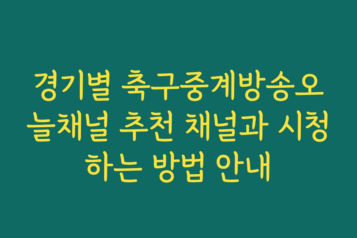 경기별 축구중계방송오늘채널 추천 채널과 시청하는 방법 안내