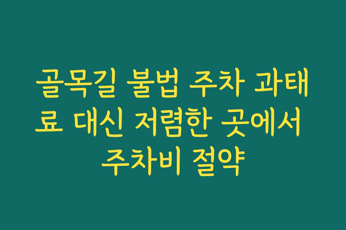 골목길 불법 주차 과태료 대신 저렴한 곳에서 주차비 절약