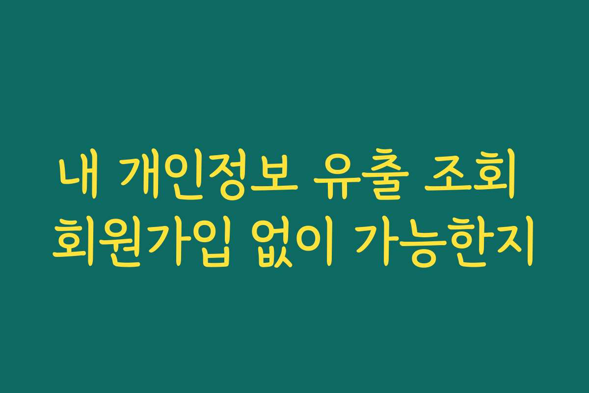 내 개인정보 유출 조회 회원가입 없이 가능한지
