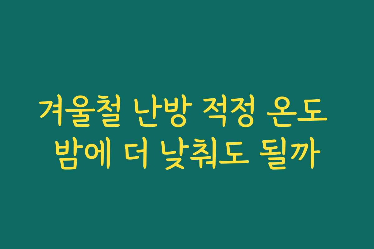 겨울철 난방 적정 온도 밤에 더 낮춰도 될까