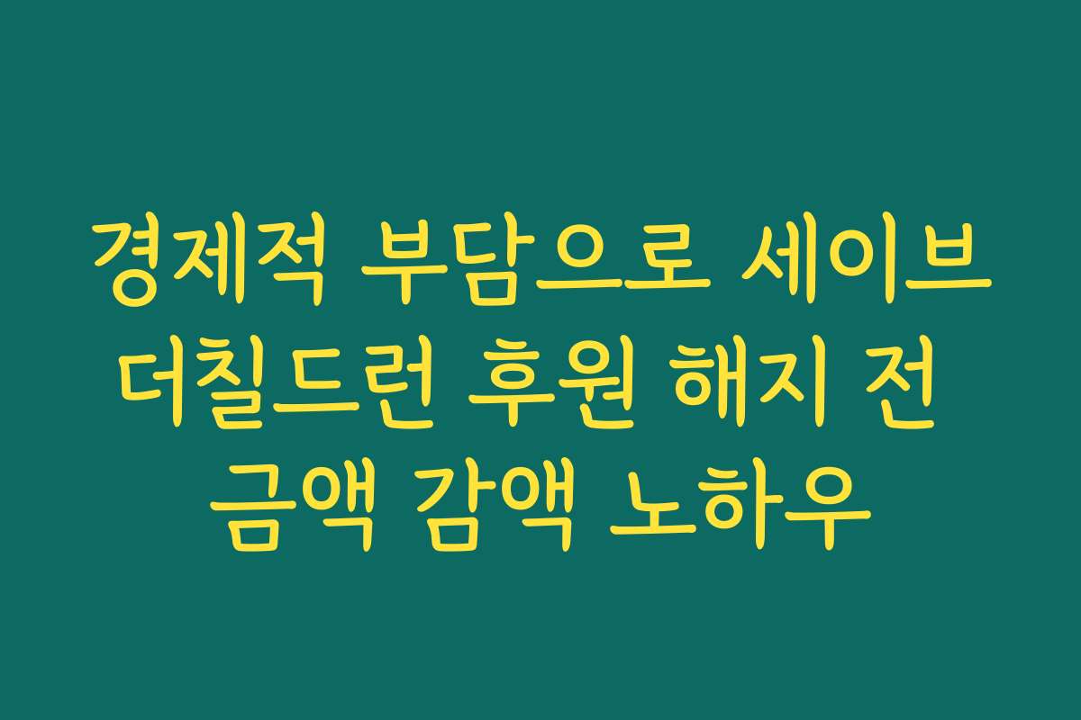 경제적 부담으로 세이브더칠드런 후원 해지 전 금액 감액 노하우