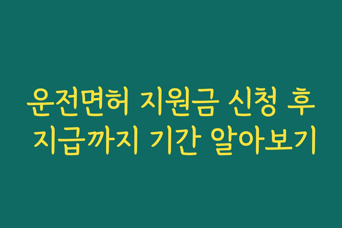 운전면허 지원금 신청 후 지급까지 기간 알아보기