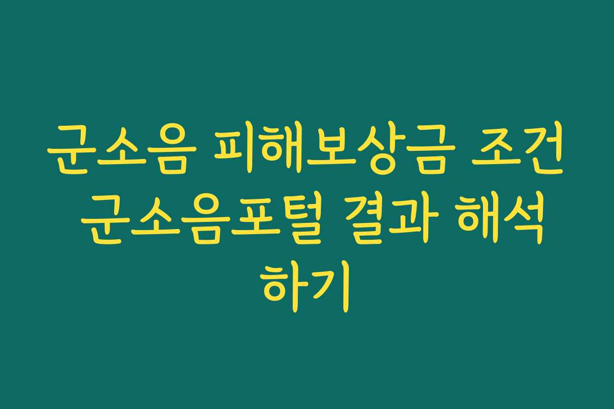 군소음 피해보상금 조건 군소음포털 결과 해석하기