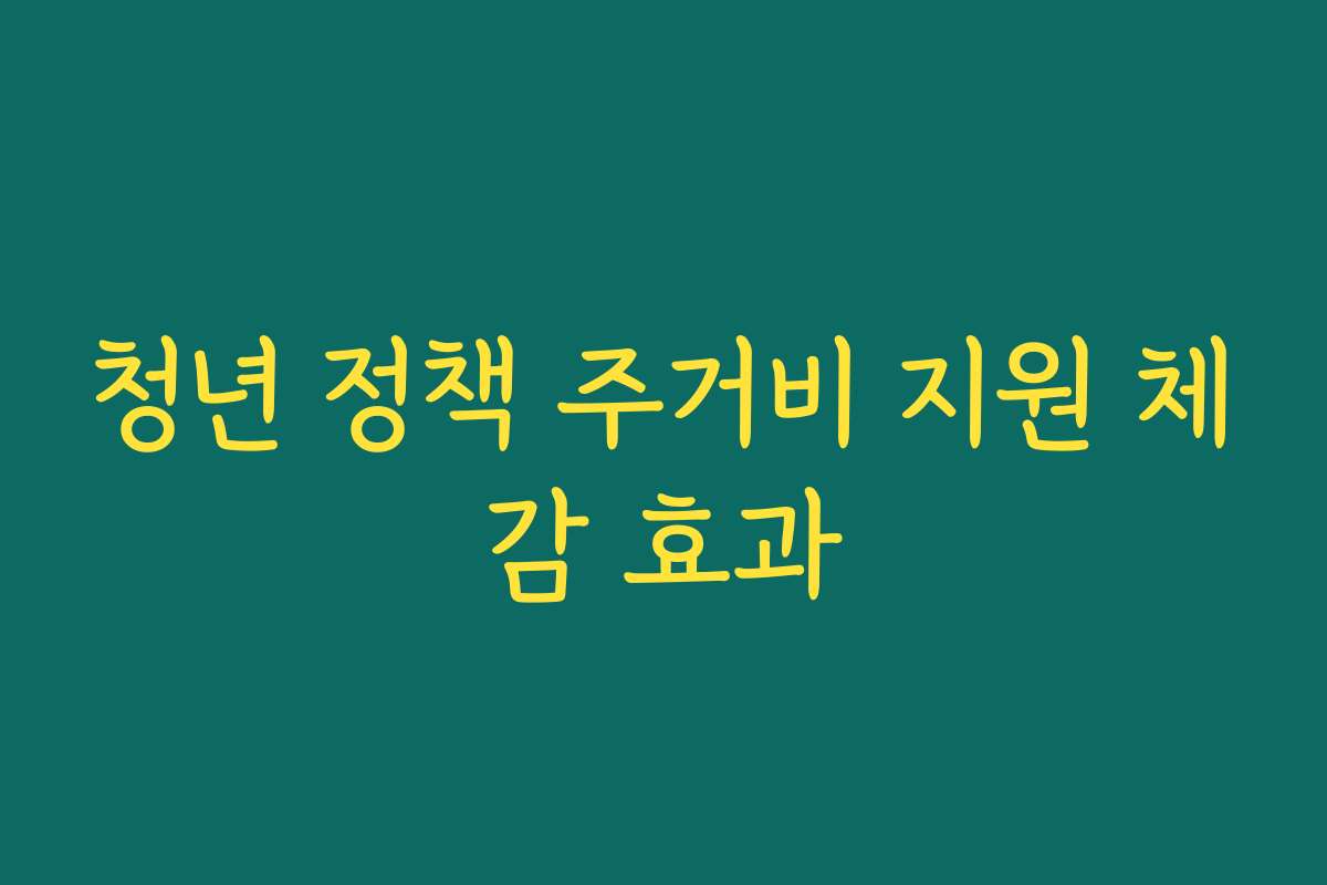청년 정책 주거비 지원 체감 효과