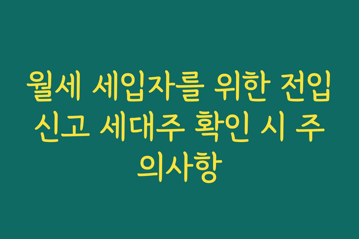 월세 세입자를 위한 전입신고 세대주 확인 시 주의사항