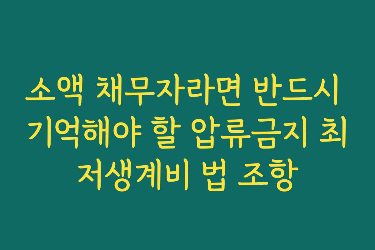 소액 채무자라면 반드시 기억해야 할 압류금지 최저생계비 법 조항