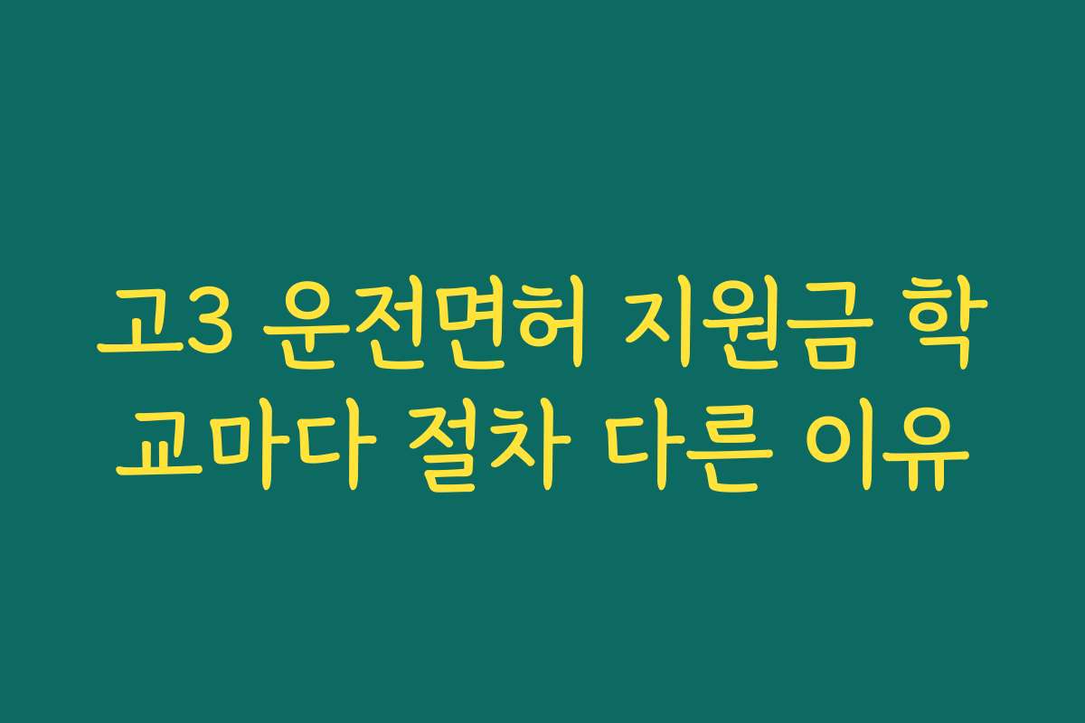 고3 운전면허 지원금 학교마다 절차 다른 이유