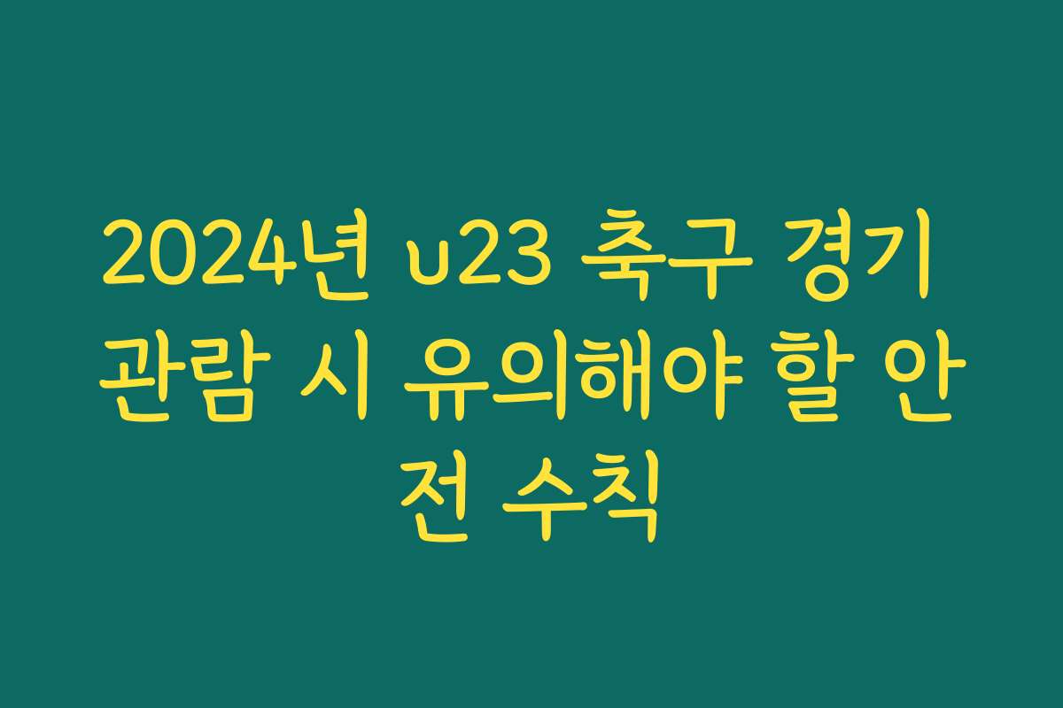 2024년 u23 축구 경기 관람 시 유의해야 할 안전 수칙